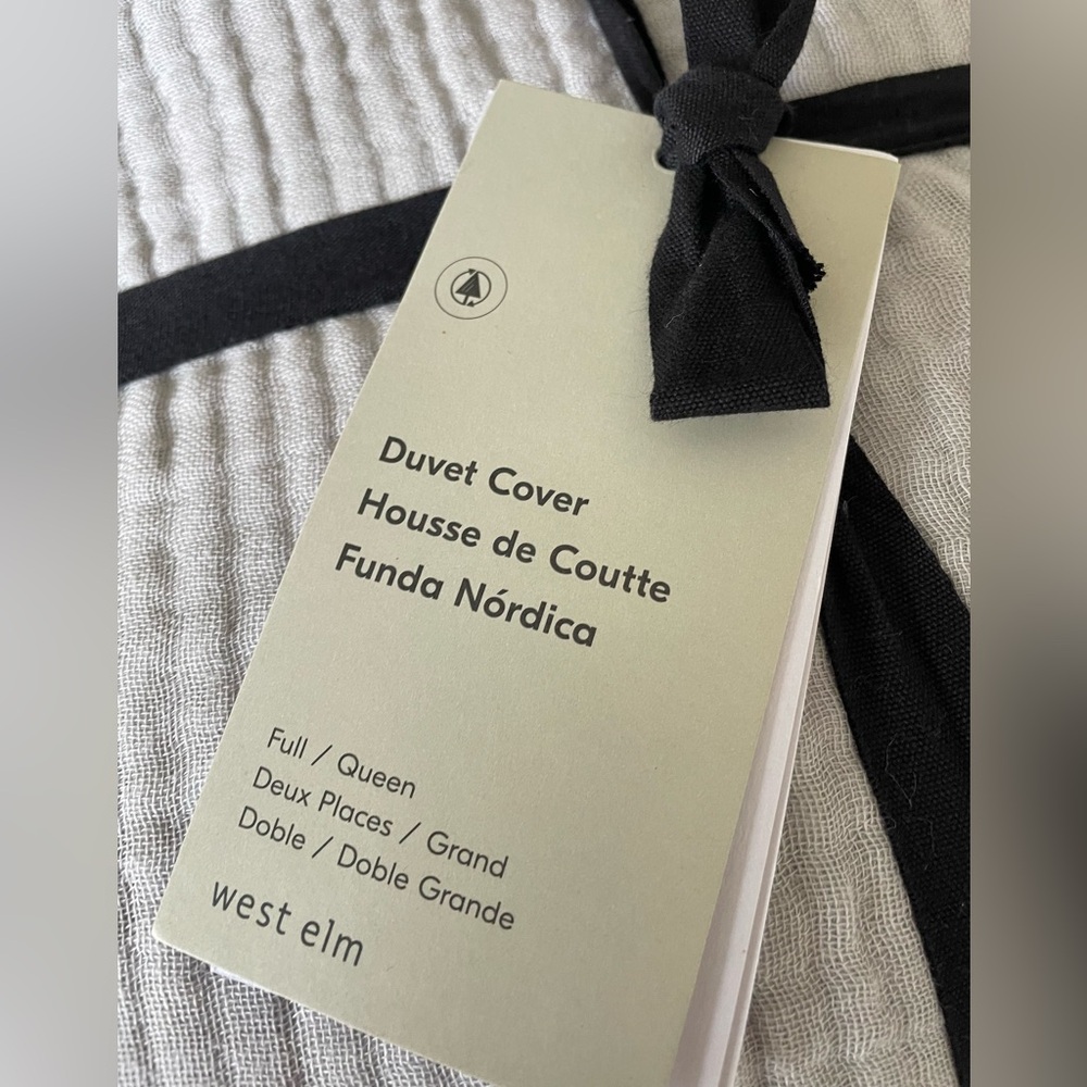 NEW West Elm Dreamy Cotton Gauze Duvet Cover Full Queen Frost Gray
